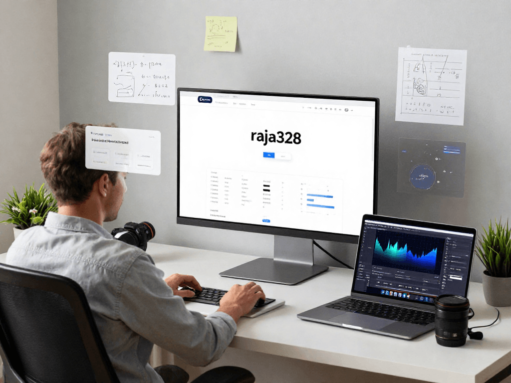 Engaging interaction with link raja328 on a modern tech platform within a vibrant workspace.