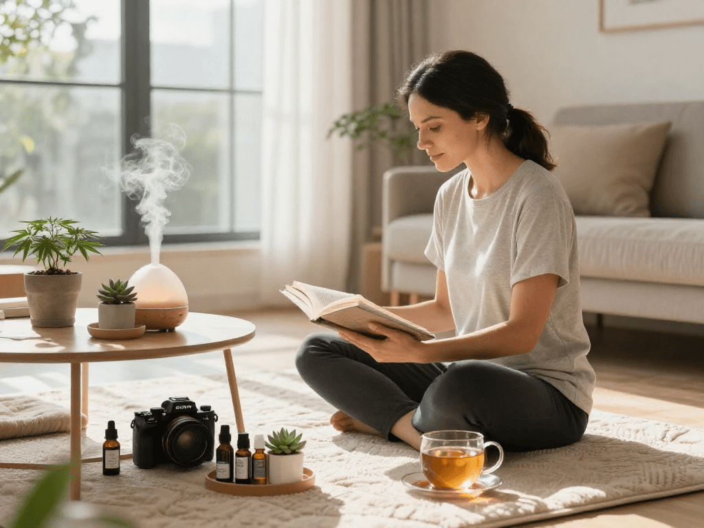 Experience the best weed delivery service with premium CBD oil and hemp extracts in a calming home wellness setting.