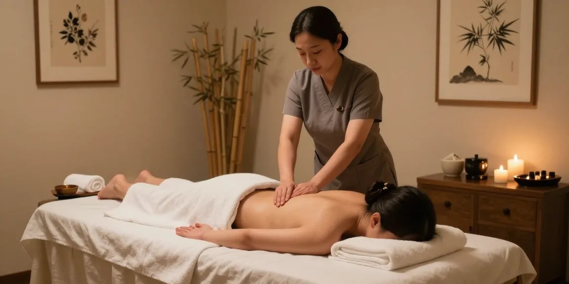 역곡출장안마을 제공하는 마사지 샵의 편안한 분위기와 전문가의 마사지 장면