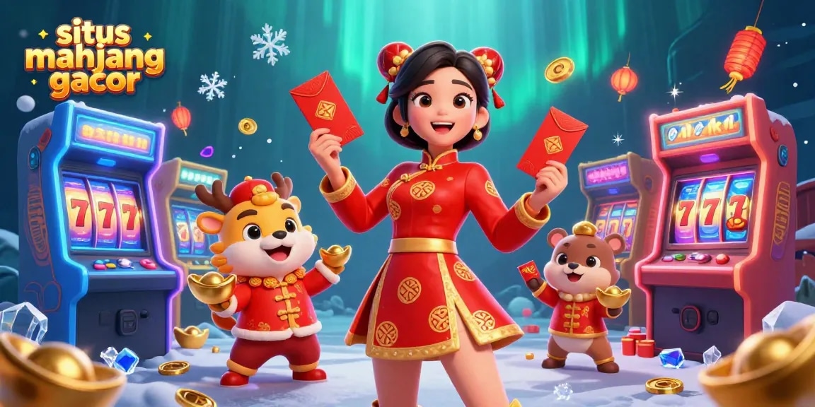 Win big at situs mahjong gacor with festive Asian characters celebrating in a vibrant casino atmosphere.