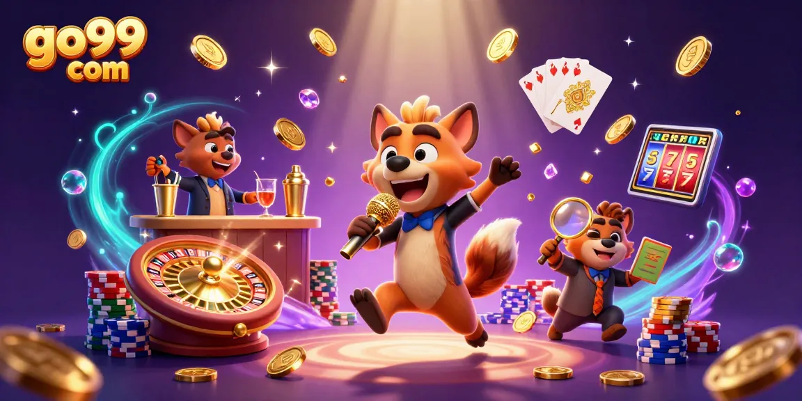 Join the excitement at go99 com with playful hyenas running a lively casino club, showcasing gambling fun.