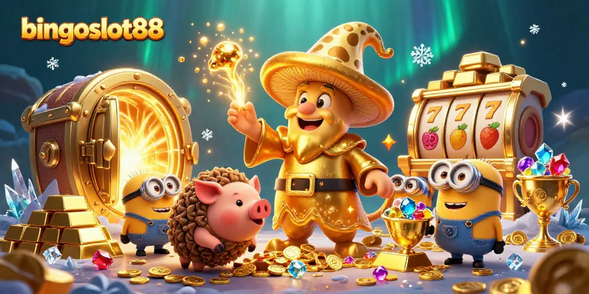Menghadapi keseruan bingoslot88 dengan wizard jamur emas dan harta karun berkilau.