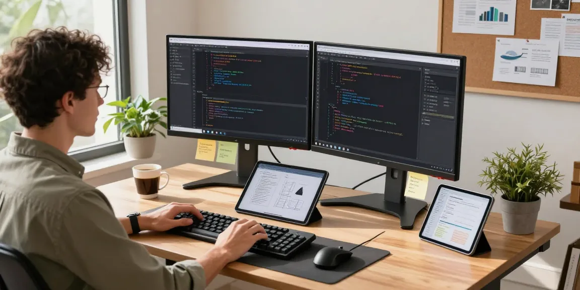 Image showcasing Snipaste下载 in action at a modern workspace with dual monitors displaying software features, creative tools, and work environment.