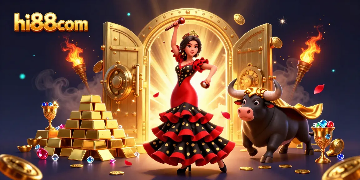 Experience thrilling gameplay at hi88com with a captivating 3D casino scene filled with treasures.