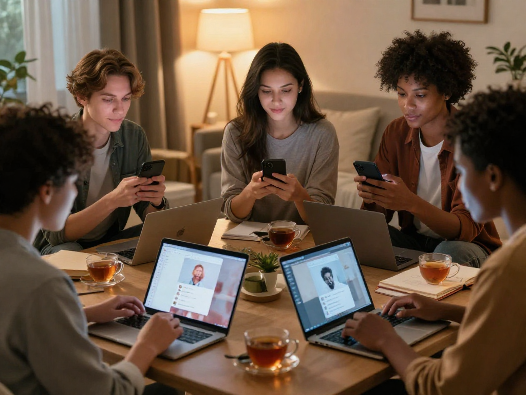 Engaging users in diverse home settings using sex AI chat on their devices, highlighting personal connections in a digital age.