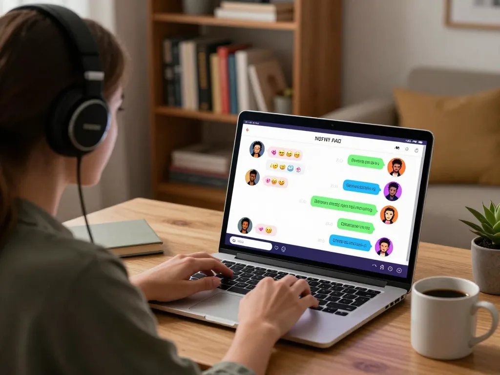 NSFW character AI chat scene featuring user engaging in playful online interactions.