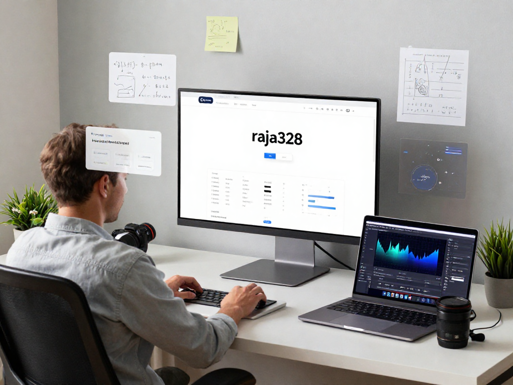 Engaging interaction with link raja328 on a modern tech platform within a vibrant workspace.