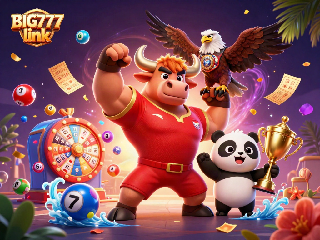 Engage with the BIG777 link and win in a vibrant casino scene featuring dynamic lottery elements.