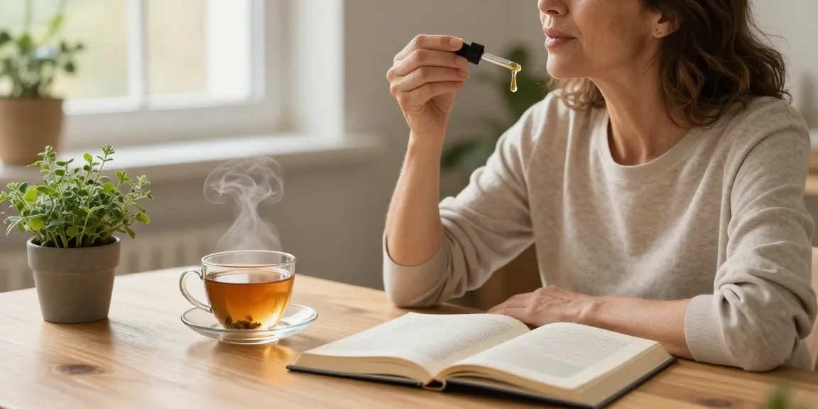 Enjoying full spectrum CBD oil in Canada for holistic wellness at home with calming atmosphere.