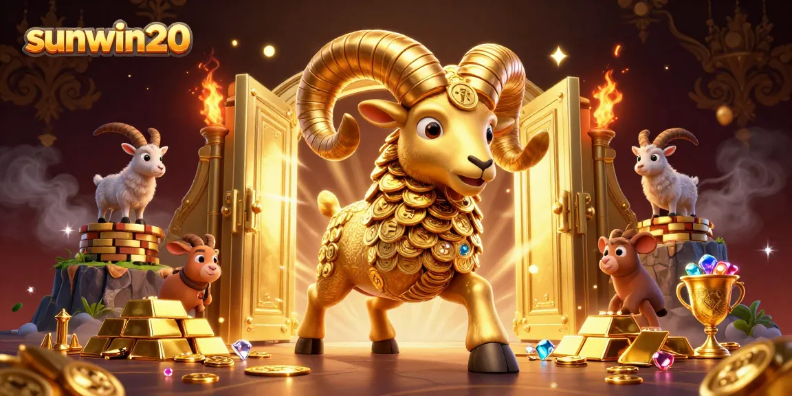 Experience winning thrills with sunwin20 featuring a golden ram charged through a lavish casino scene.