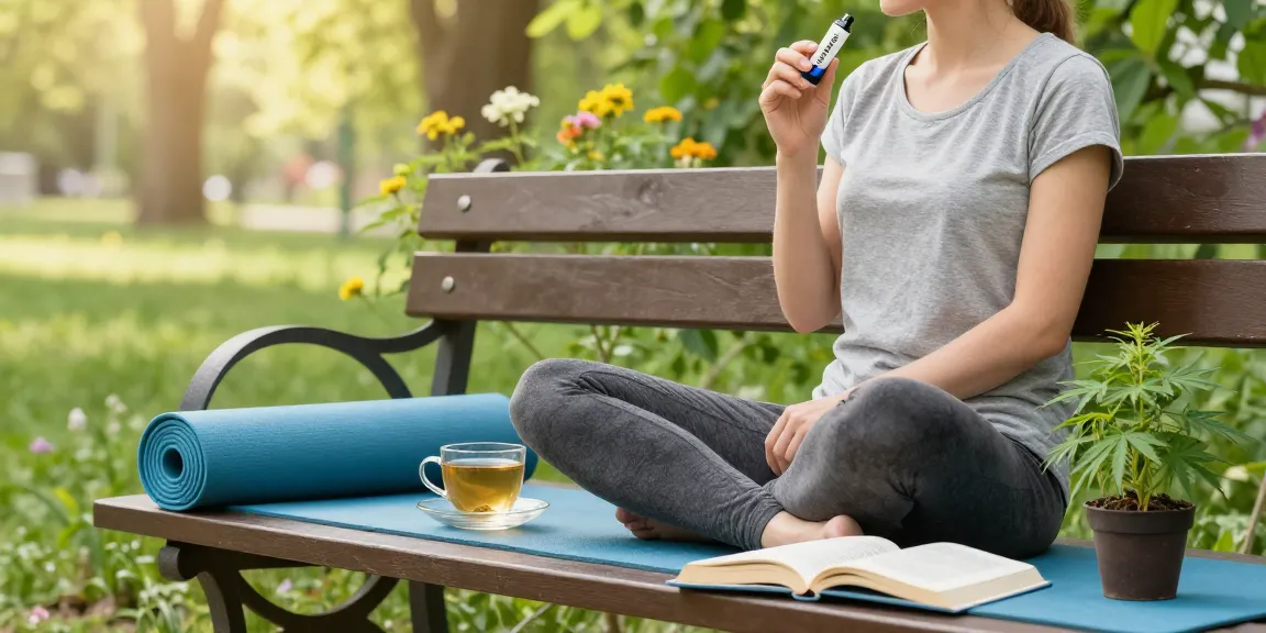 Packman THC vape in a serene outdoor wellness setting with herbal elements and natural light.