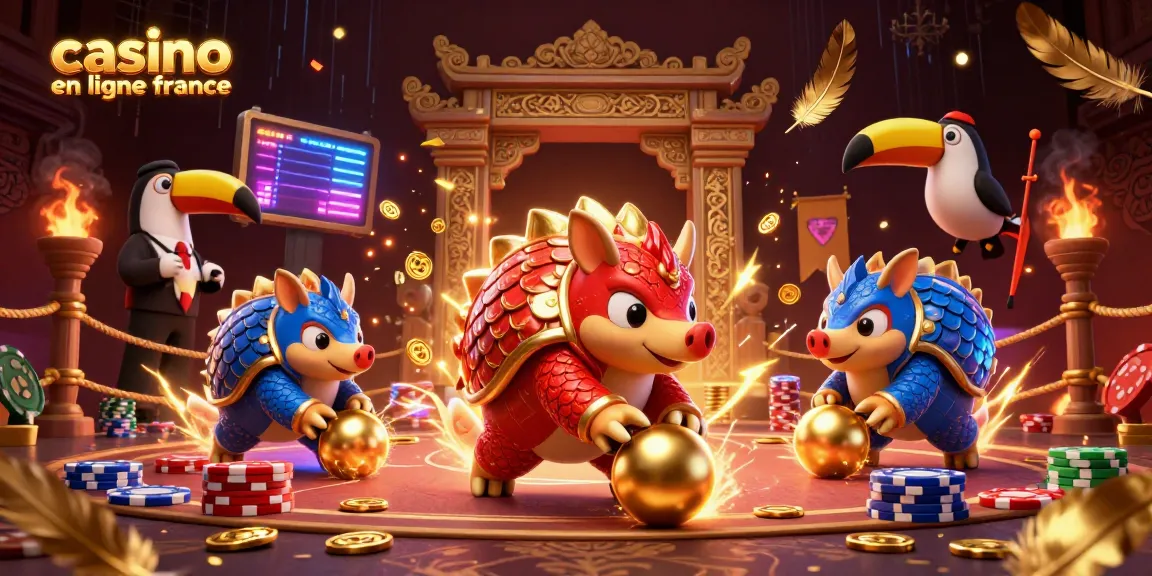 Jouez à des jeux de casino en ligne France avec des pangolins rivalisant dans cette illustration dynamique.