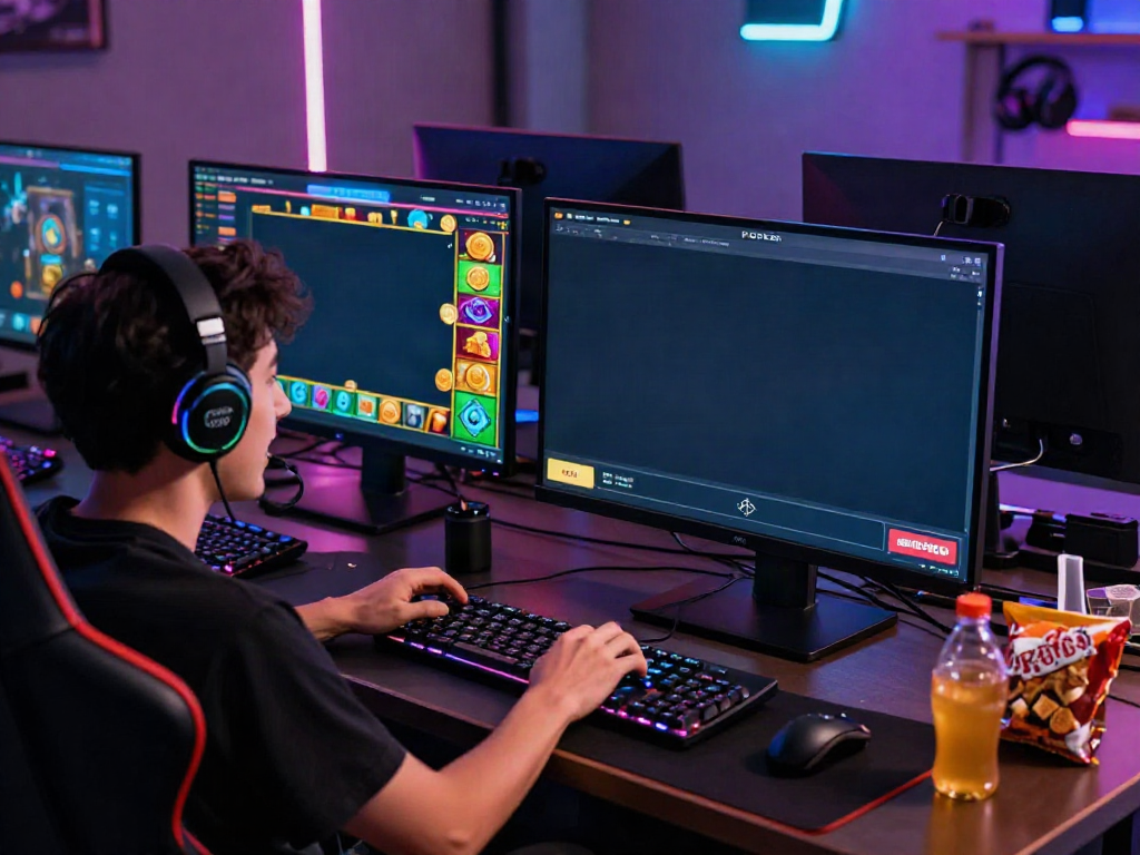 Pengalaman bermain game jackpot online JPTOTO dengan antusiasme tinggi di ruang gaming yang modern.