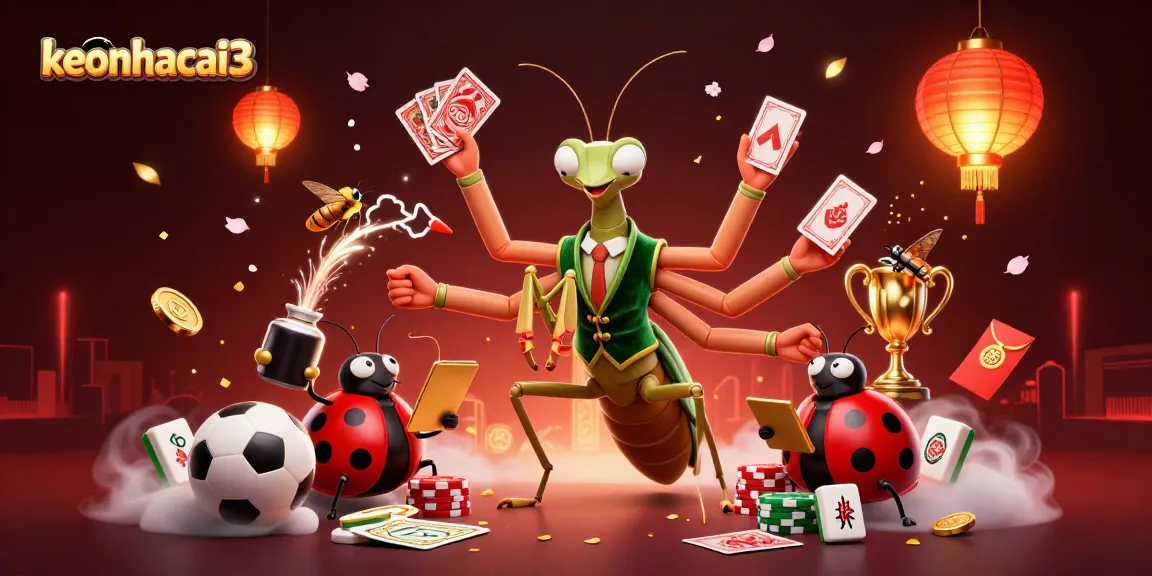 Engage in thrilling sports betting with keonhacai3 as characters deal cards and celebrate wins.