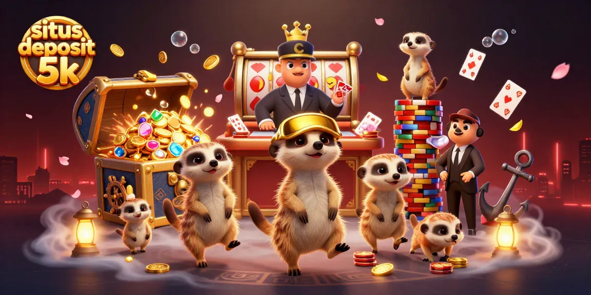 Experience the excitement at situs deposit 5k with meerkats in a dynamic casino scene.