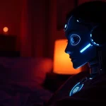 Engaging AI chat sex experience with a lifelike chatbot in a cozy setting.