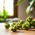 Examine the benefits of Mental Wellness CBD buds in a serene setting.