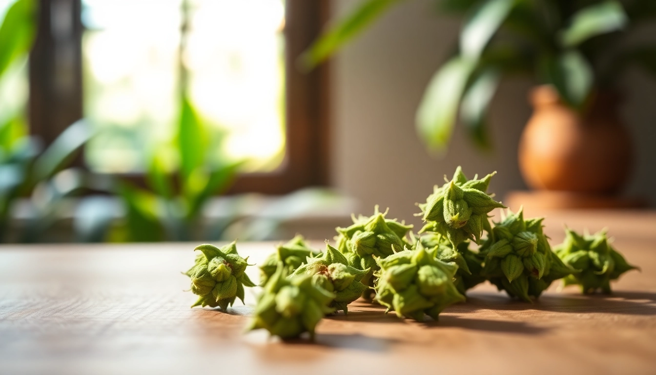 Examine the benefits of Mental Wellness CBD buds in a serene setting.