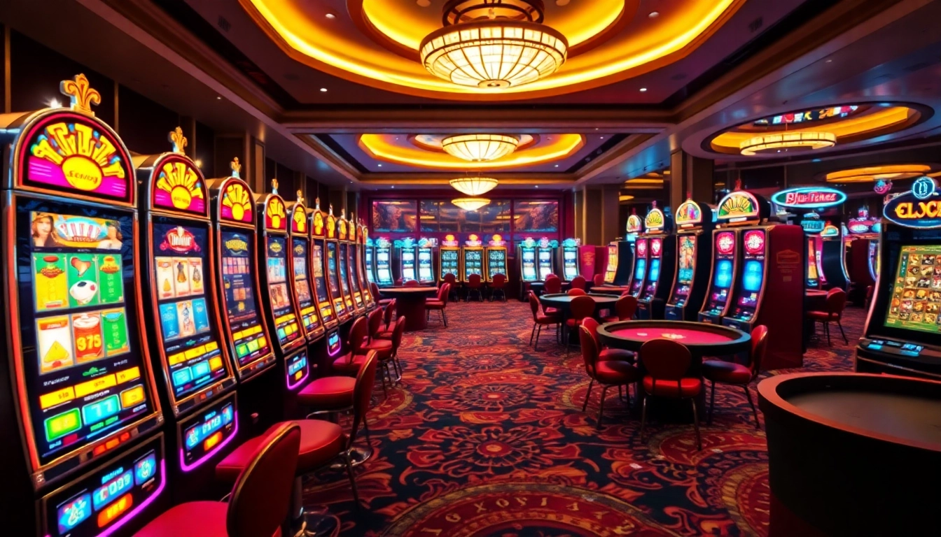 Play captivating idn slot games in a vibrant casino atmosphere with stunning slot machines.