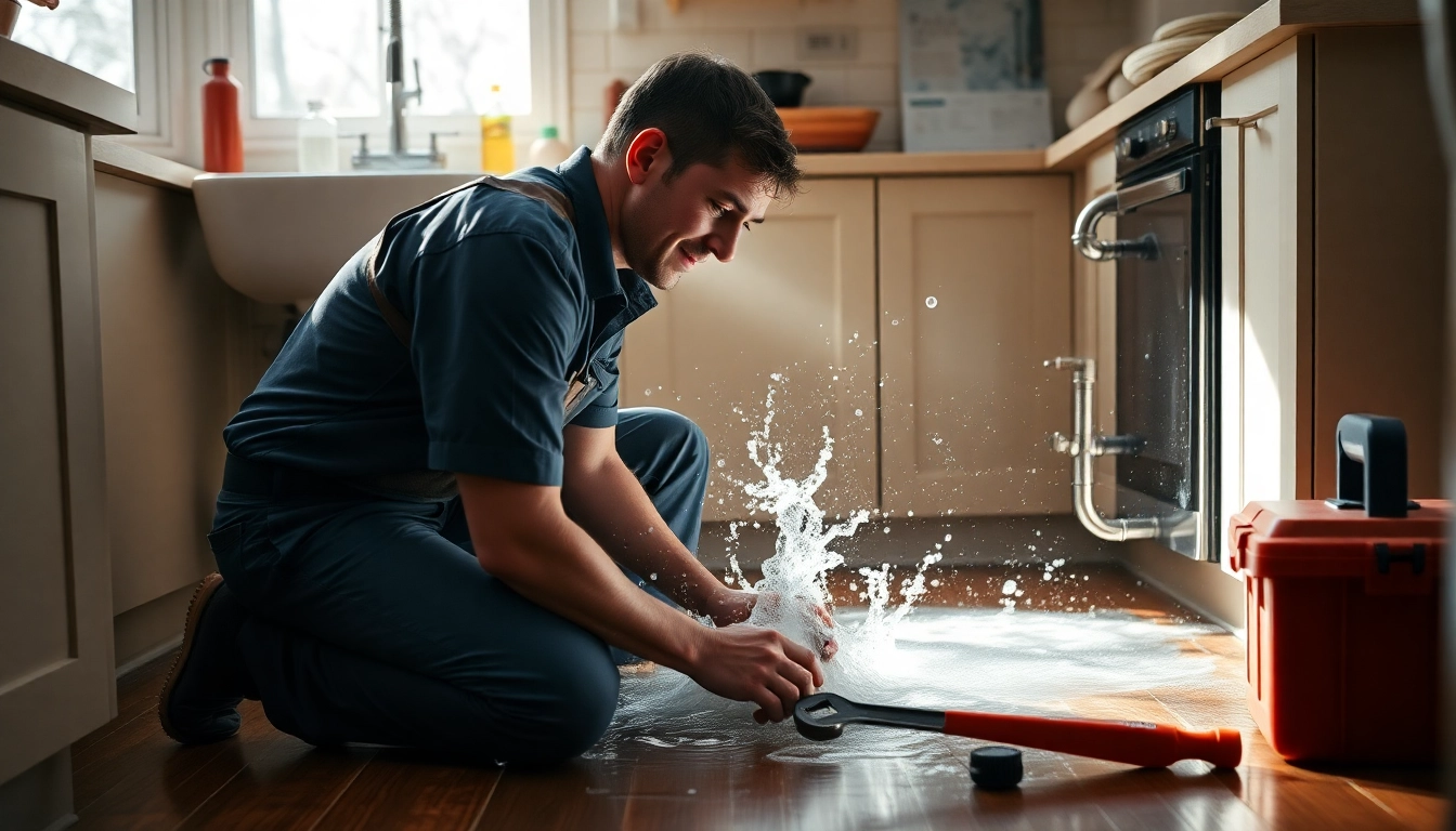 Emergency plumbers on holidays or weekends in NYC responding to a burst pipe.