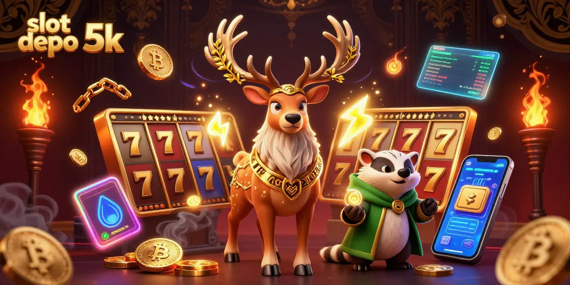 Experience exciting gameplay with slot depo 5k showcasing vibrant slot elements and crypto coins in a dynamic 3D scene.