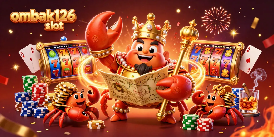 Experience the excitement of ombak126 slot with a golden crab emperor surrounded by dynamic slot game elements.