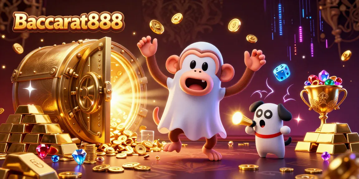 Experience Baccarat888 thrills as a mischievous monkey juggles gold in a vibrant casino scene.